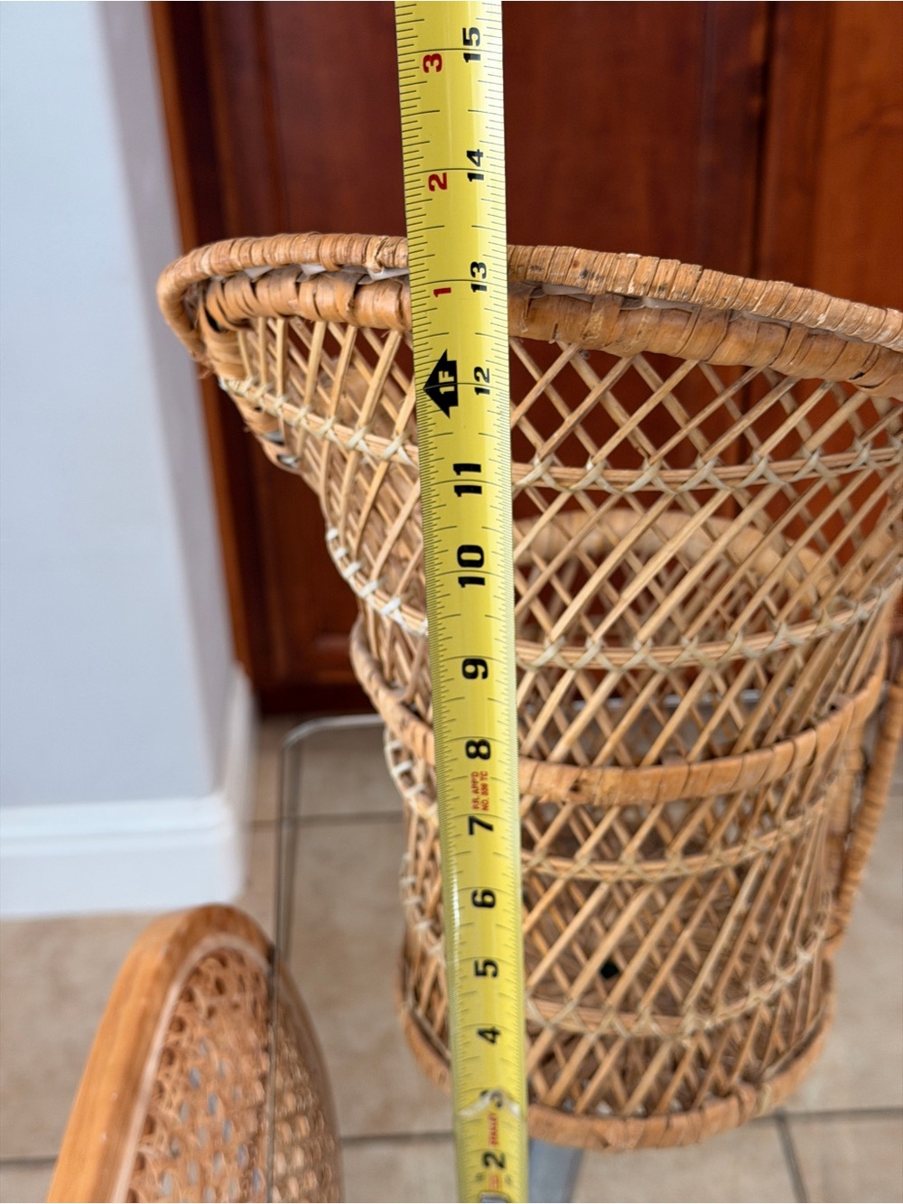 Vintage Wicker Rattan Wall Pocket Basket Boho Hanging Planter Organizer - Picture 5 of 7